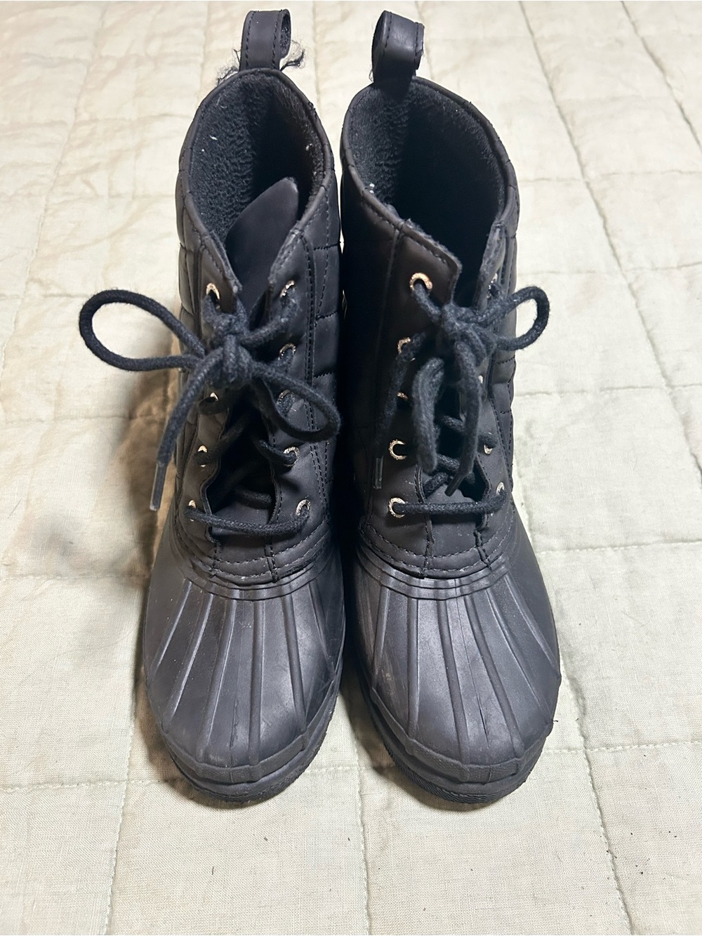 Women’s Black Waterproof Lace-Up Duck Boots